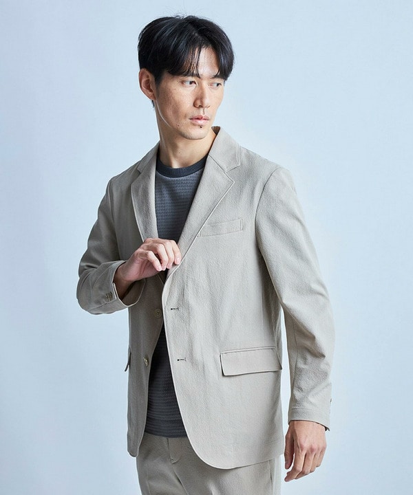 【洗える/ストレッチ】テックチリメンテーラードジャケット 詳細画像 1