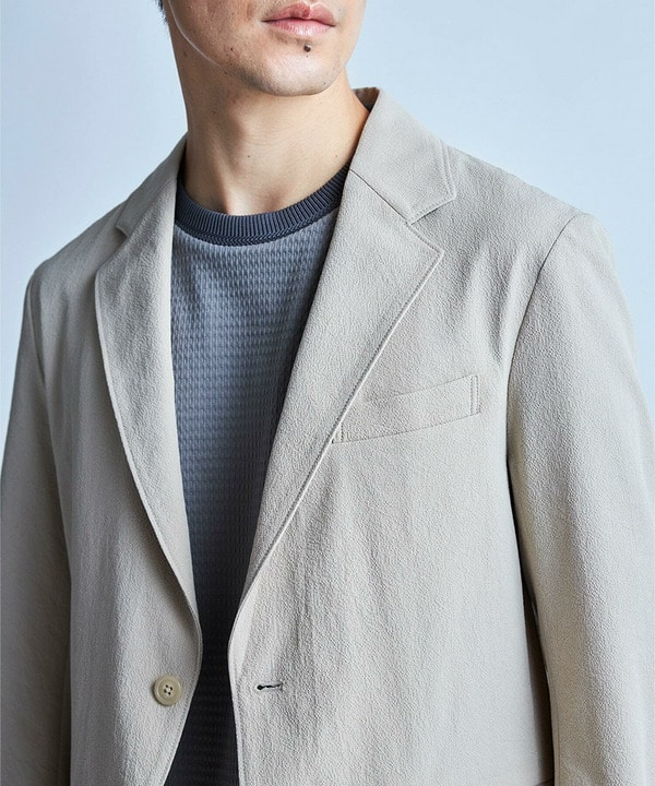 【洗える/ストレッチ】テックチリメンテーラードジャケット 詳細画像 2