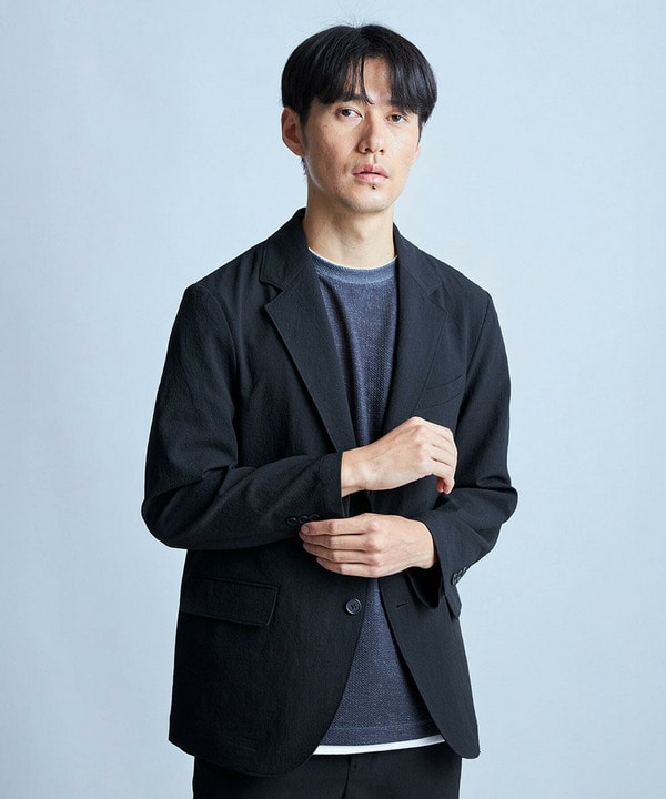 【洗える/ストレッチ】テックチリメンテーラードジャケット 詳細画像 9