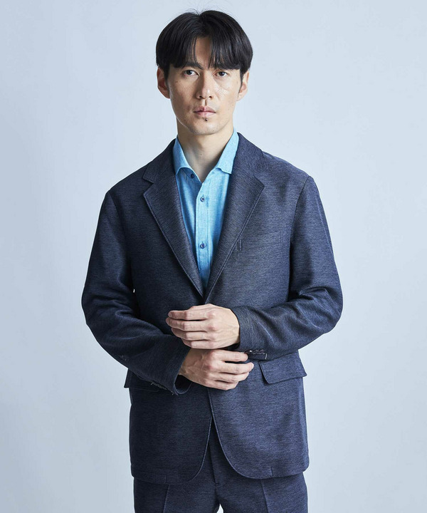 カラミ織りテーラードジャケット 詳細画像 ネイビー 1