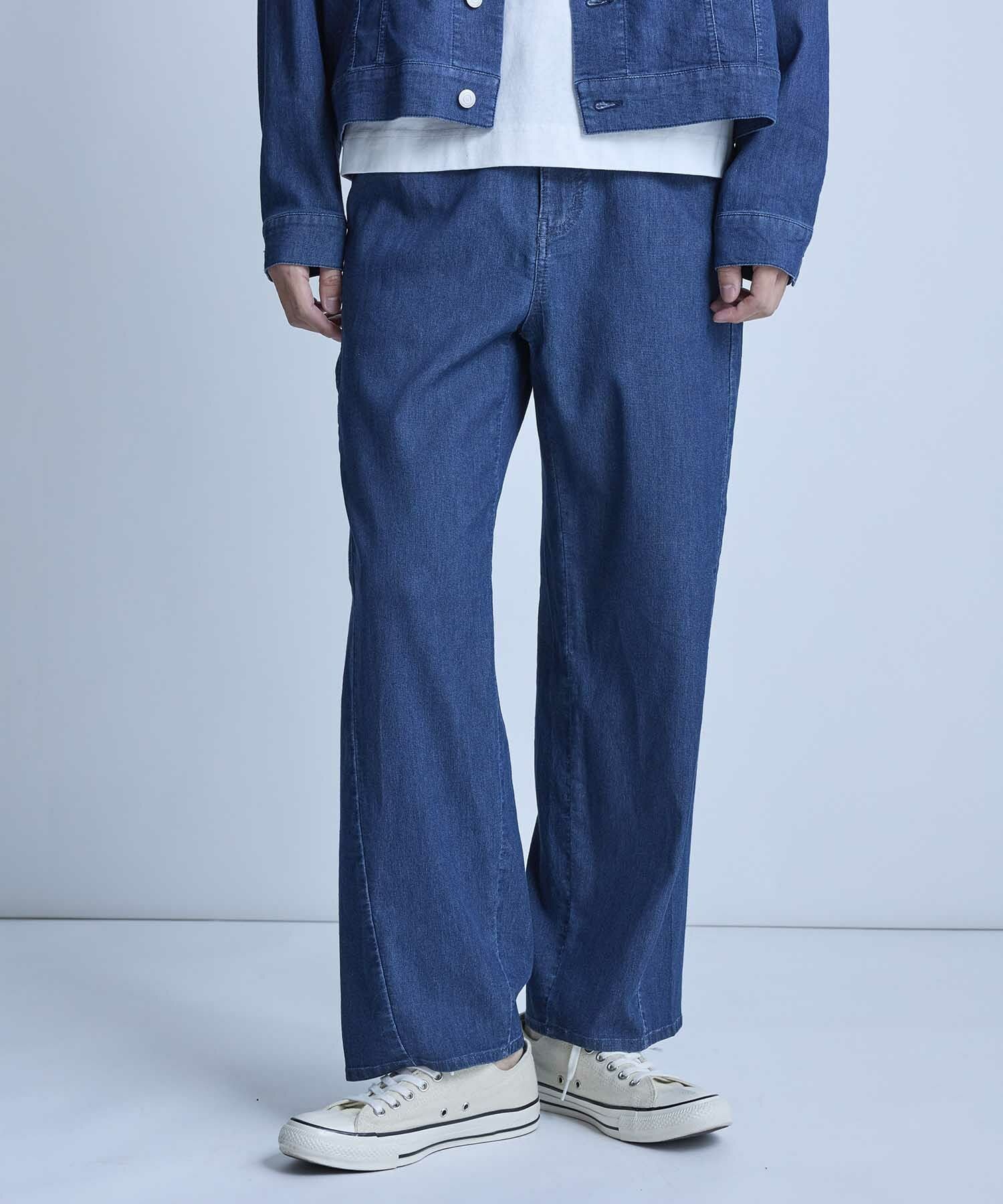 メッシュデニムカーブパンツ〈ストレッチ・軽量・ハンドウォッシャブル