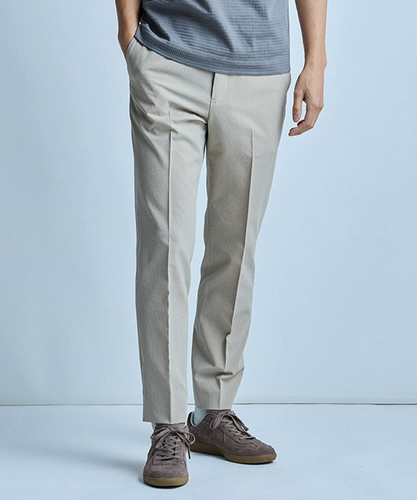 【洗える/ストレッチ】テックチリメンスリムイージースラックス 詳細画像 ベージュ 1