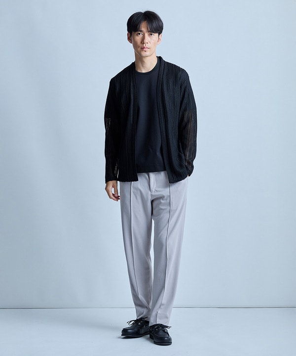 <ストレッチ・マシンウォッシャブル・接触冷感・通気性>シアジャガードストライプカーディガン 詳細画像 13