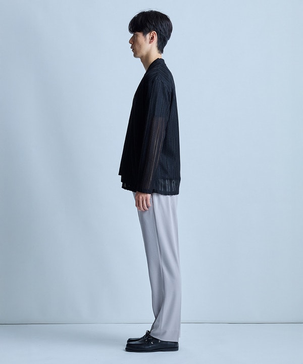 <ストレッチ・マシンウォッシャブル・接触冷感・通気性>シアジャガードストライプカーディガン 詳細画像 14