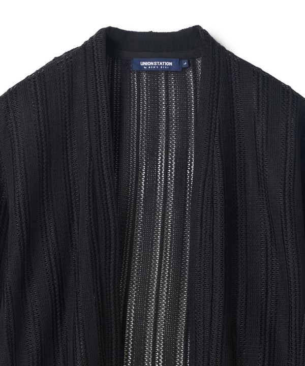 <ストレッチ・マシンウォッシャブル・接触冷感・通気性>シアジャガードストライプカーディガン 詳細画像 18