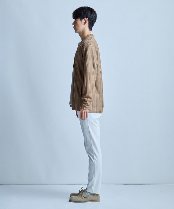 <ストレッチ・マシンウォッシャブル・接触冷感・通気性>シアジャガードストライプカーディガン 詳細画像 4