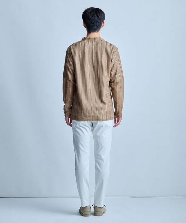 <ストレッチ・マシンウォッシャブル・接触冷感・通気性>シアジャガードストライプカーディガン 詳細画像 5