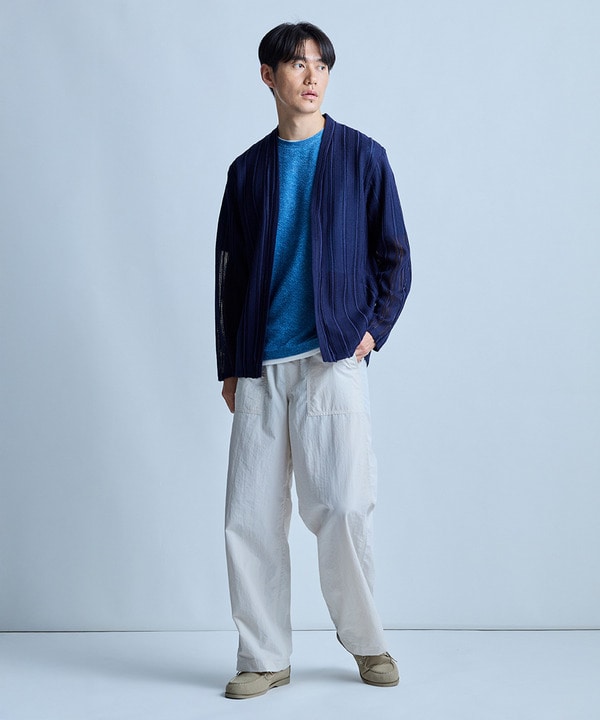 <ストレッチ・マシンウォッシャブル・接触冷感・通気性>シアジャガードストライプカーディガン 詳細画像 8