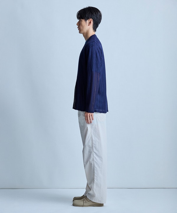 <ストレッチ・マシンウォッシャブル・接触冷感・通気性>シアジャガードストライプカーディガン 詳細画像 9