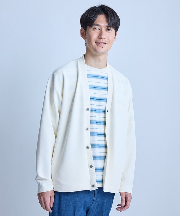 【WEB限定】ストレッチリップルカーディガン＜ストレッチ・マシンウォッシャブル＞ 詳細画像 オフホワイト 1