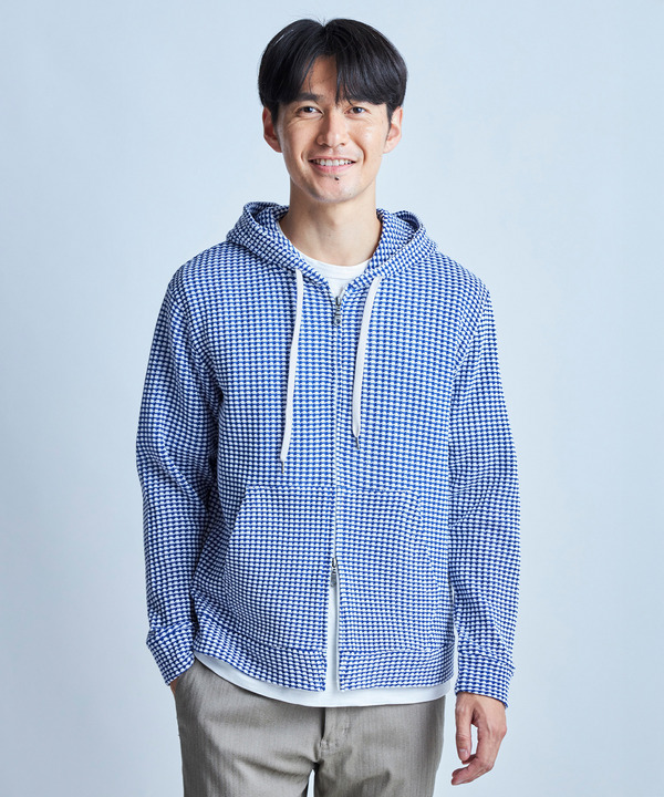 ワッフルジップアップパーカ＜ストレッチ・ハンドウォッシャブル＞ 詳細画像 1