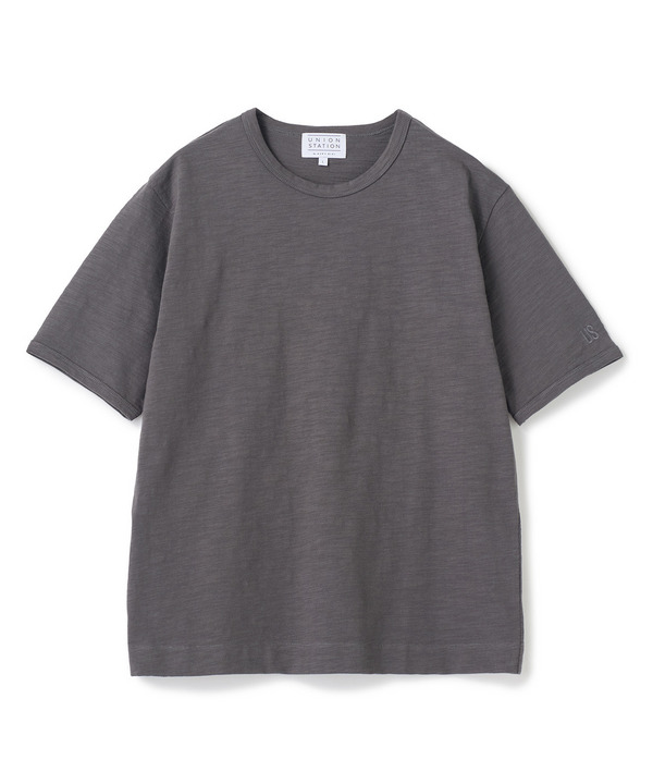 スラブ天竺ロゴ刺繍Tシャツ 詳細画像 チャコールグレー 1