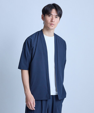 ドットメッシュ5分袖カーディガン〈ストレッチ・マシンウォッシャブル・軽量・接触冷感・通気性〉