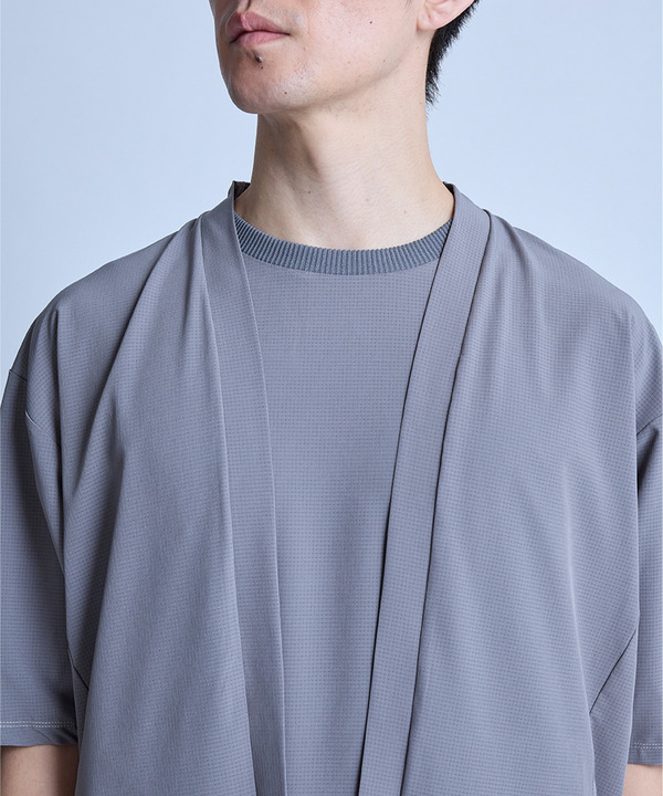 ドットメッシュ5分袖カーディガン〈ストレッチ・マシンウォッシャブル・軽量・接触冷感・通気性〉 詳細画像 1