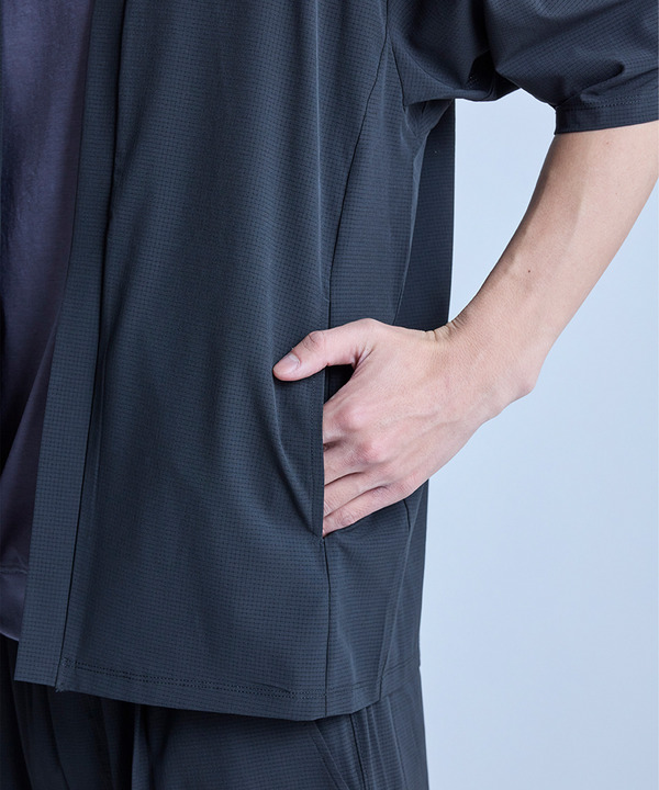 ドットメッシュ5分袖カーディガン〈ストレッチ・マシンウォッシャブル・軽量・接触冷感・通気性〉 詳細画像 14