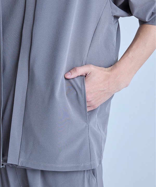 ドットメッシュ5分袖カーディガン〈ストレッチ・マシンウォッシャブル・軽量・接触冷感・通気性〉 詳細画像 2