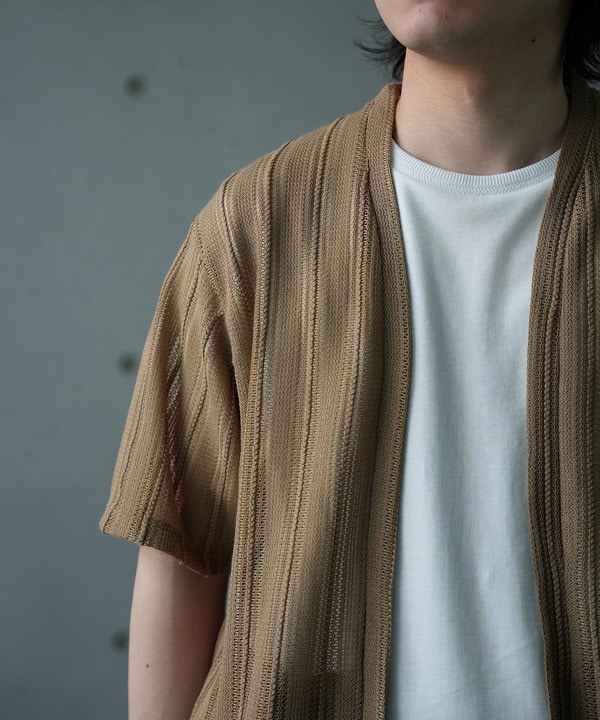 【WEB限定】シアストライプ半袖カーディガン＜ストレッチ・マシンウォッシャブル・通気性＞ 詳細画像 10