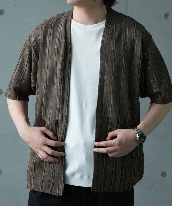 【WEB限定】シアストライプ半袖カーディガン＜ストレッチ・マシンウォッシャブル・通気性＞ 詳細画像 13
