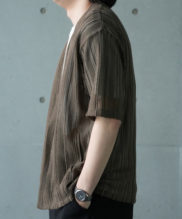 【WEB限定】シアストライプ半袖カーディガン＜ストレッチ・マシンウォッシャブル・通気性＞ 詳細画像 14