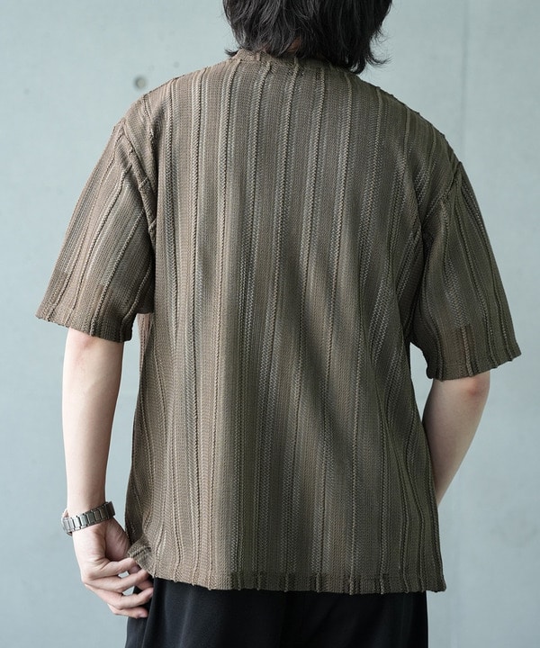 【WEB限定】シアストライプ半袖カーディガン＜ストレッチ・マシンウォッシャブル・通気性＞ 詳細画像 15