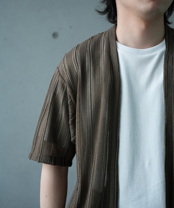 【WEB限定】シアストライプ半袖カーディガン＜ストレッチ・マシンウォッシャブル・通気性＞ 詳細画像 16