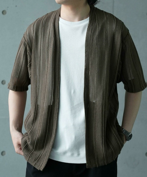 【WEB限定】シアストライプ半袖カーディガン＜ストレッチ・マシンウォッシャブル・通気性＞ 詳細画像 25