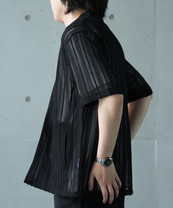 【WEB限定】シアストライプ半袖カーディガン＜ストレッチ・マシンウォッシャブル・通気性＞ 詳細画像 3