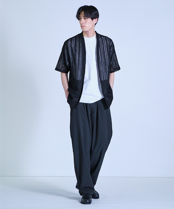 【WEB限定】シアストライプ半袖カーディガン＜ストレッチ・マシンウォッシャブル・通気性＞ 詳細画像 35