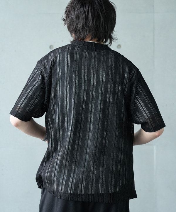 【WEB限定】シアストライプ半袖カーディガン＜ストレッチ・マシンウォッシャブル・通気性＞ 詳細画像 4