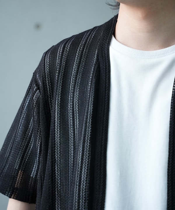 【WEB限定】シアストライプ半袖カーディガン＜ストレッチ・マシンウォッシャブル・通気性＞ 詳細画像 5