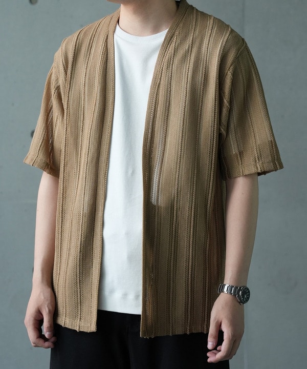 【WEB限定】シアストライプ半袖カーディガン＜ストレッチ・マシンウォッシャブル・通気性＞ 詳細画像 7