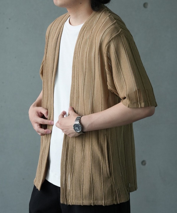 【WEB限定】シアストライプ半袖カーディガン＜ストレッチ・マシンウォッシャブル・通気性＞ 詳細画像 8