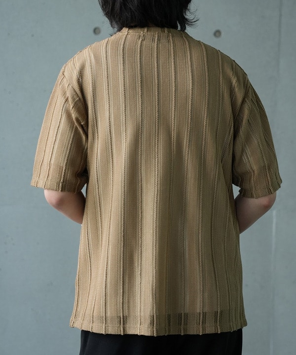 【WEB限定】シアストライプ半袖カーディガン＜ストレッチ・マシンウォッシャブル・通気性＞ 詳細画像 9