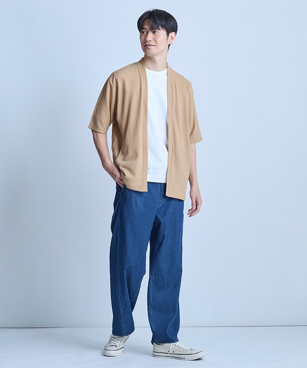 【WEB限定】シア―5分袖ボタンレスカーディガン＜ストレッチ・ハンドウォッシャブル・接触冷感・通気性＞ 詳細画像 1