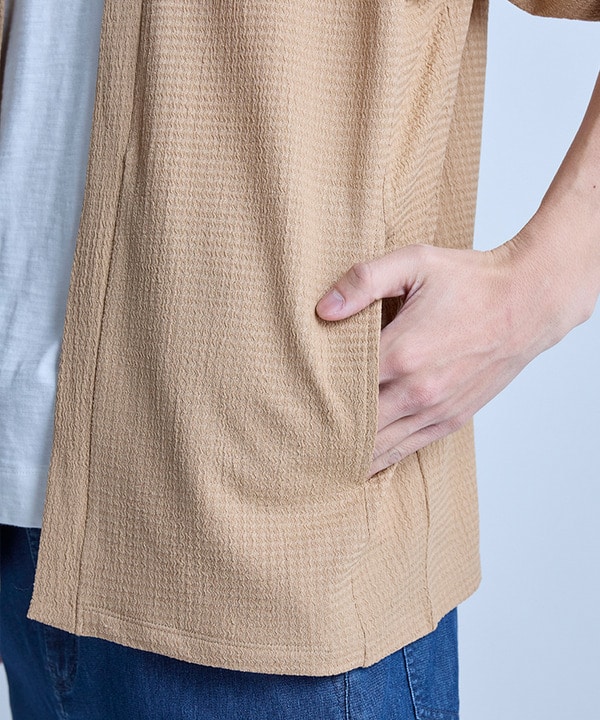 【WEB限定】シア―5分袖ボタンレスカーディガン＜ストレッチ・ハンドウォッシャブル・接触冷感・通気性＞ 詳細画像 3