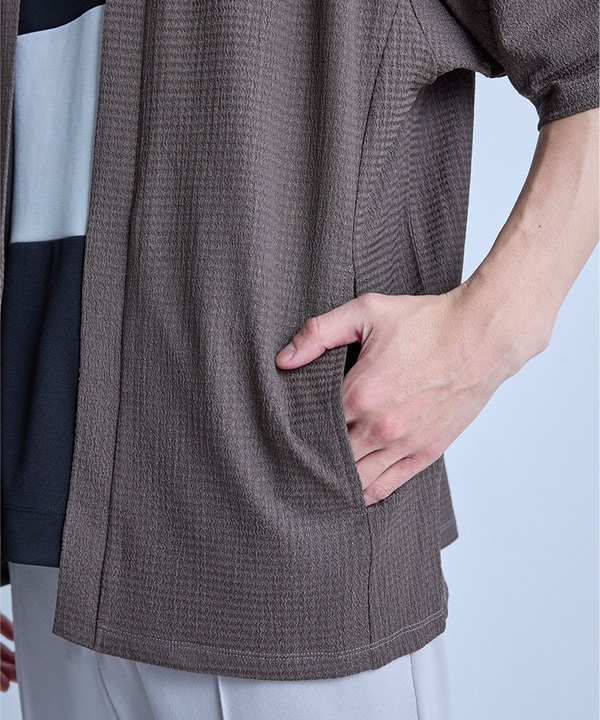 【WEB限定】シア―5分袖ボタンレスカーディガン＜ストレッチ・ハンドウォッシャブル・接触冷感・通気性＞ 詳細画像 8