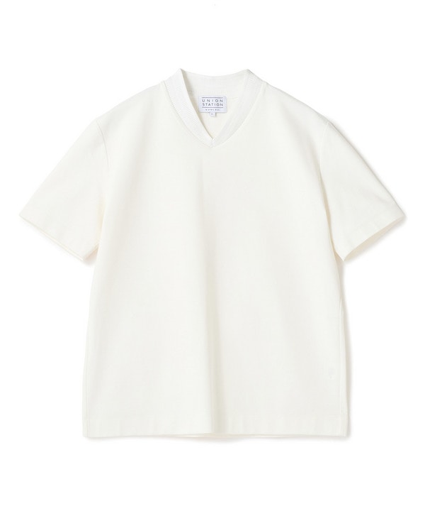 VネックテイラーTシャツ〈ストレッチ・マシンウォッシャブル・防臭・接触冷感〉 詳細画像 ホワイト 1
