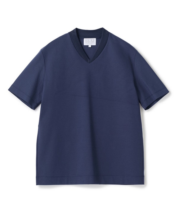 VネックテイラーTシャツ〈ストレッチ・マシンウォッシャブル・防臭・接触冷感〉 詳細画像 ネイビー 1