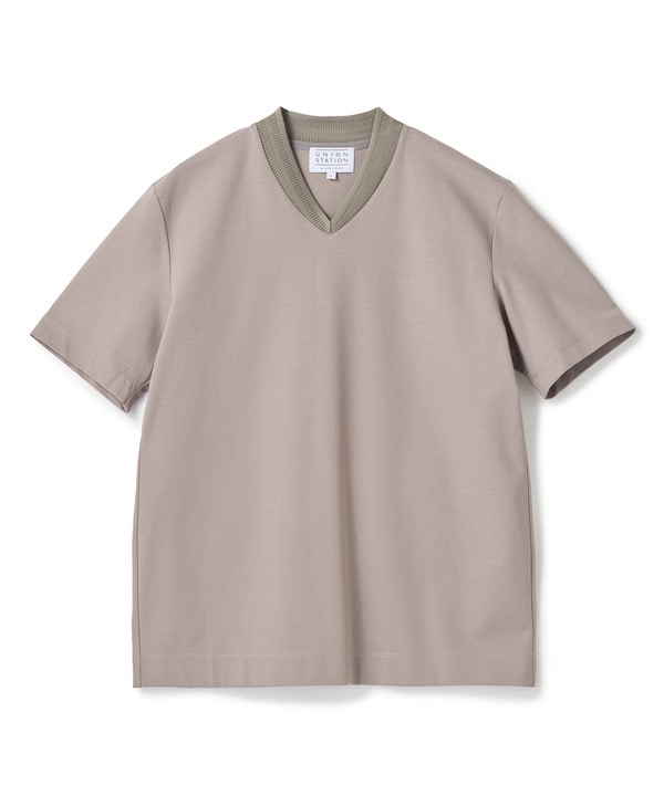 VネックテイラーTシャツ〈ストレッチ・マシンウォッシャブル・防臭・接触冷感〉 詳細画像 グレイッシュベージュ 1