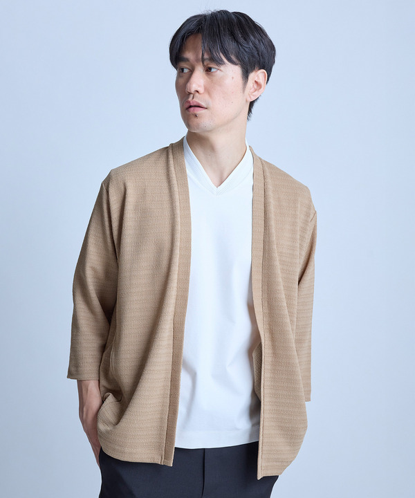 シアー7分袖ボタンレスカーディガン＜ストレッチ・ハンドウォッシャブル・接触冷感・通気性＞ 詳細画像 1