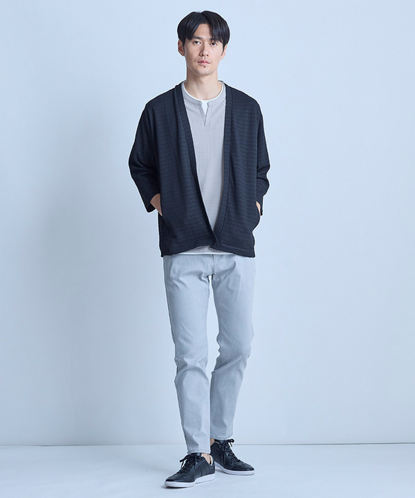 シアー7分袖ボタンレスカーディガン＜ストレッチ・ハンドウォッシャブル・接触冷感・通気性＞ 詳細画像 11