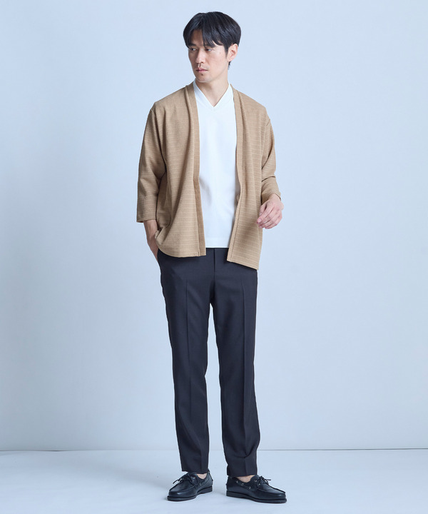 シアー7分袖ボタンレスカーディガン＜ストレッチ・ハンドウォッシャブル・接触冷感・通気性＞ 詳細画像 2