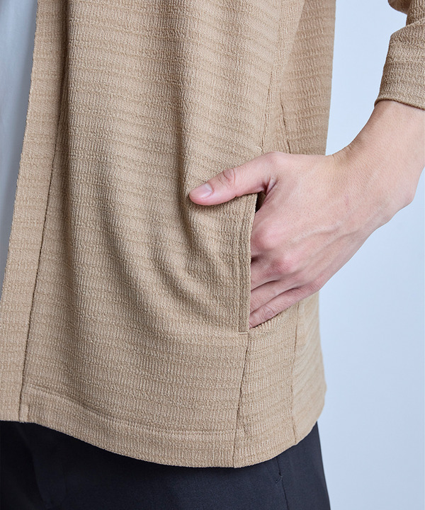 シアー7分袖ボタンレスカーディガン＜ストレッチ・ハンドウォッシャブル・接触冷感・通気性＞ 詳細画像 4