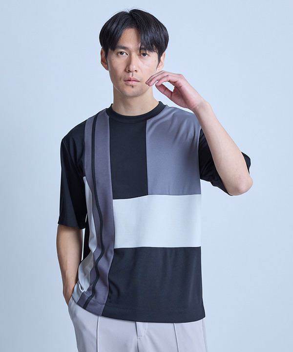ポンチxダンボール素材 コンビデザインT〈ストレッチ・マシンウォッシャブル・接触冷感〉 詳細画像 13