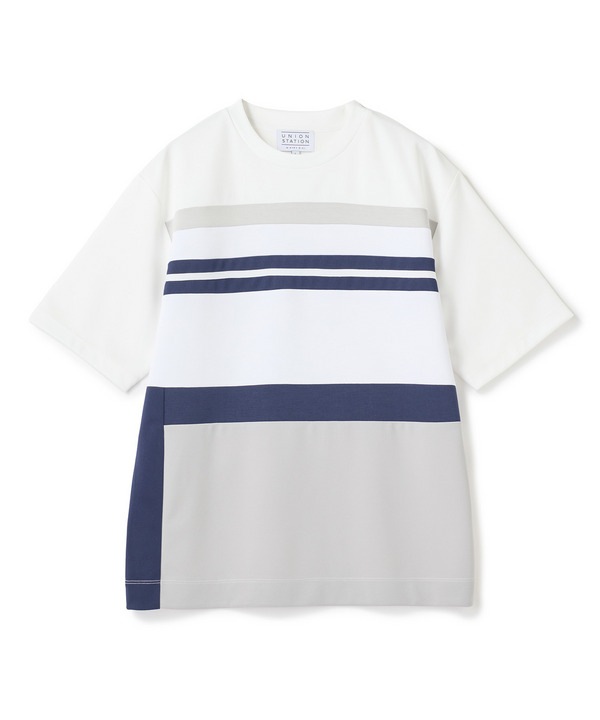 ポンチxダンボール素材 コンビデザインT〈ストレッチ・マシンウォッシャブル・接触冷感〉 詳細画像 ホワイト系 1