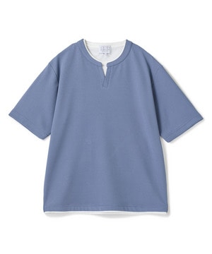 ミニワッフルキーネックレイヤードTシャツ