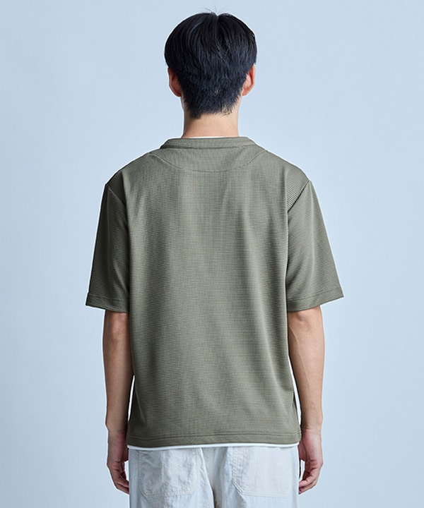 ミニワッフルキーネックレイヤードTシャツ 詳細画像 10