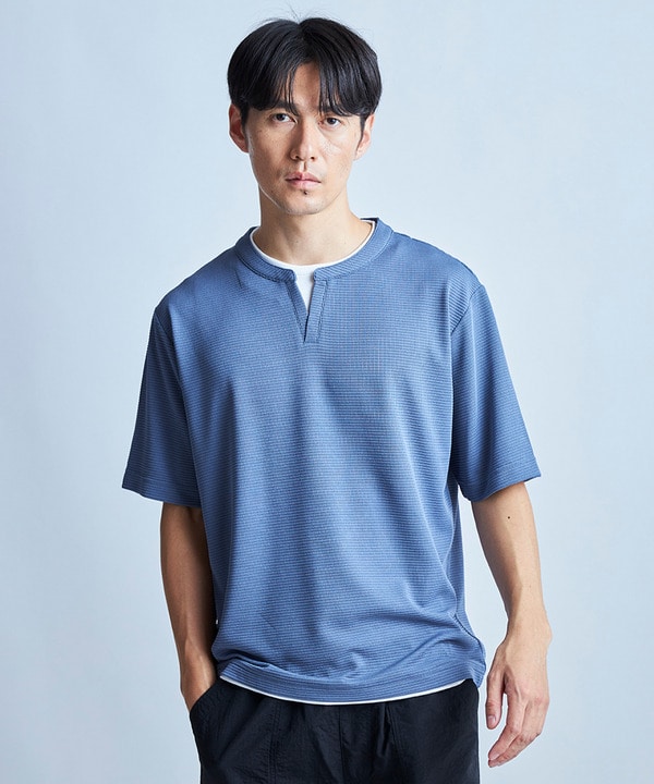 ミニワッフルキーネックレイヤードTシャツ 詳細画像 11