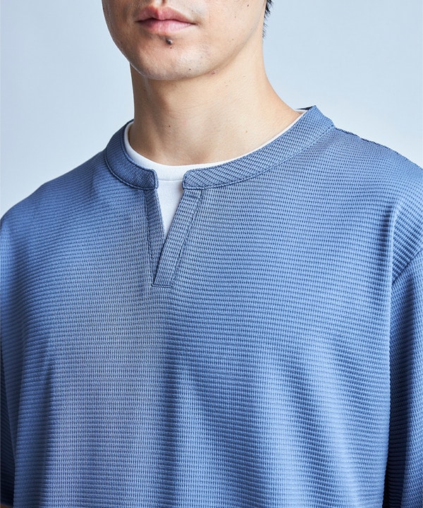 ミニワッフルキーネックレイヤードTシャツ 詳細画像 12