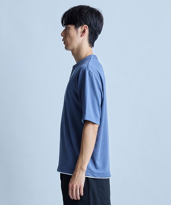 ミニワッフルキーネックレイヤードTシャツ 詳細画像 14